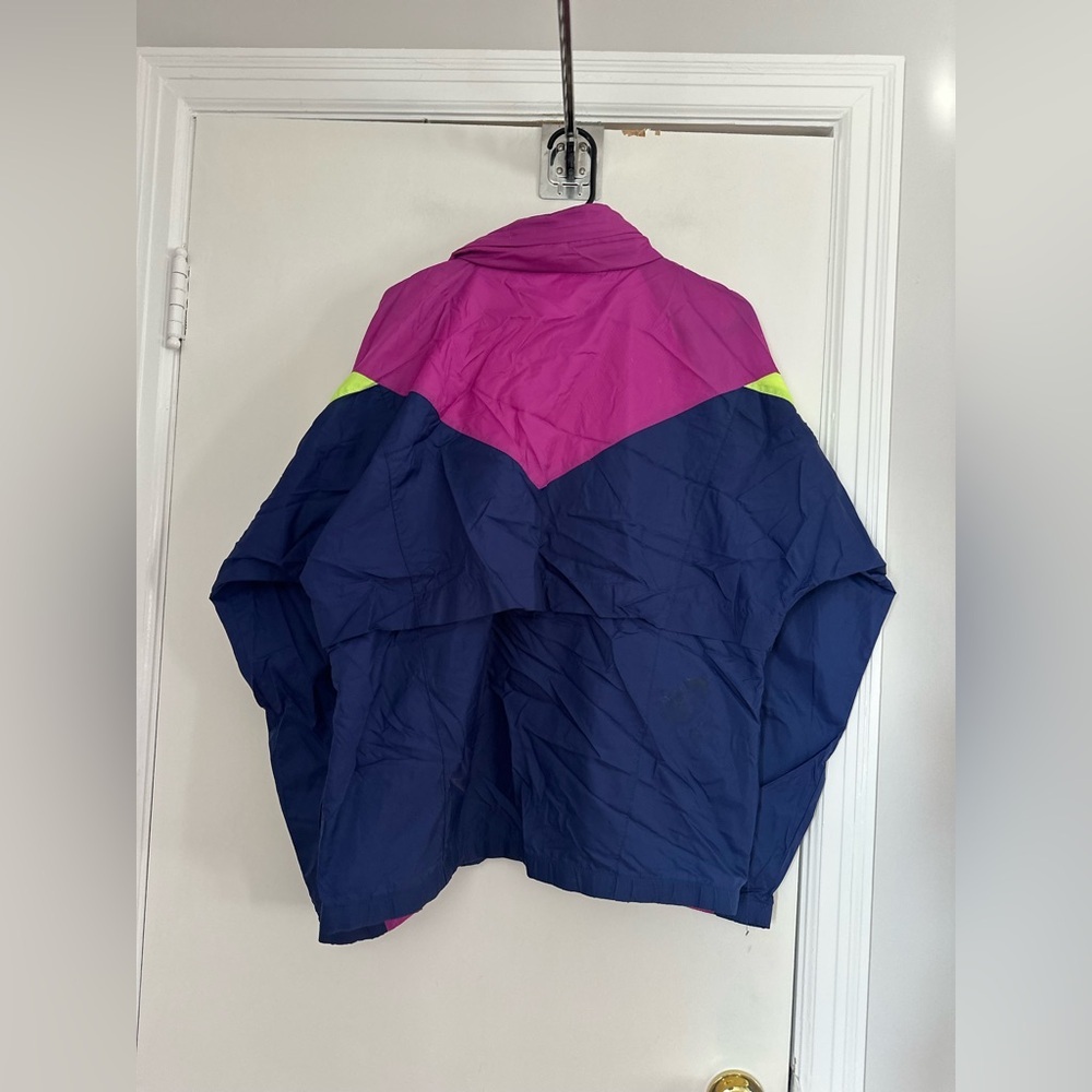 VTG 80s New Balance Vibrant Colorful Hooded full Zip Windbreaker track jacket - Picture 2 of 11